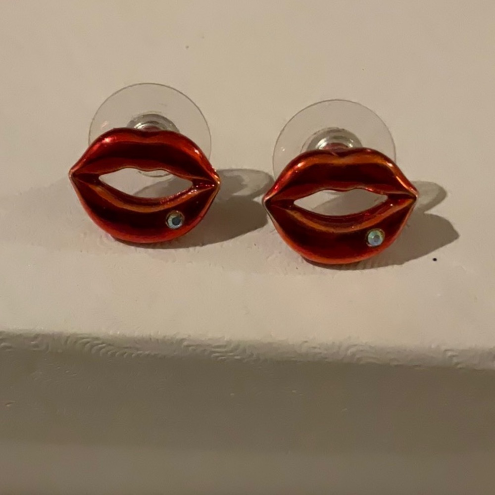 Vintage Betsey Johnson Red Lips post earrings